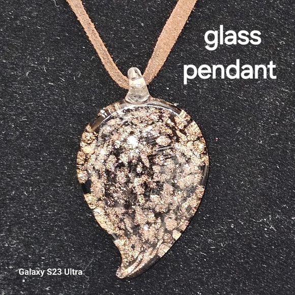 Glass Pendant with Leather Cord - Picture 3 of 5